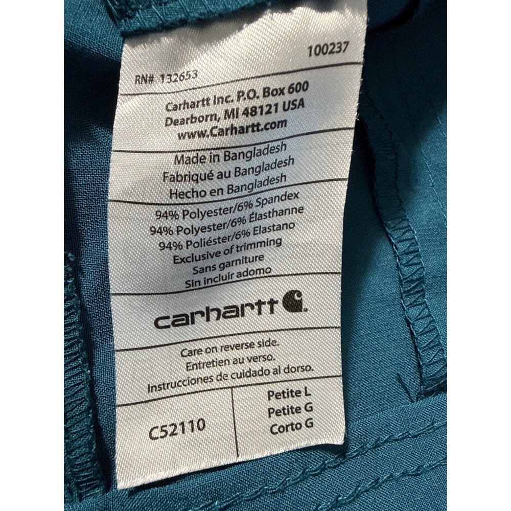Carhartt Force Liberty Scrub Pants Womens Petite L Caribbean Blue Cargo C52110 - Picture 5 of 7